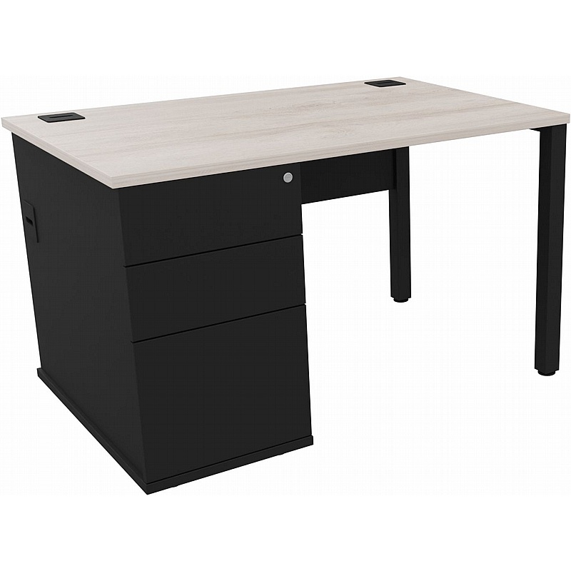 Analog Duo Rectangular Desk with Pedestal - Office Desks