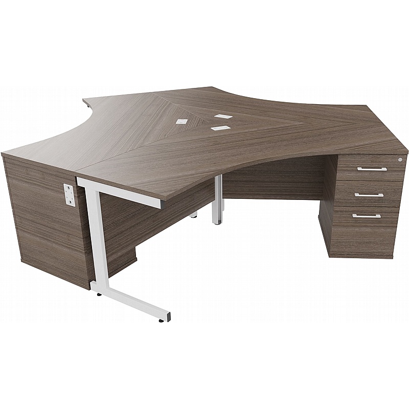 Cogent 3 Person Cluster Office Desks with Pedestals - Office Desks