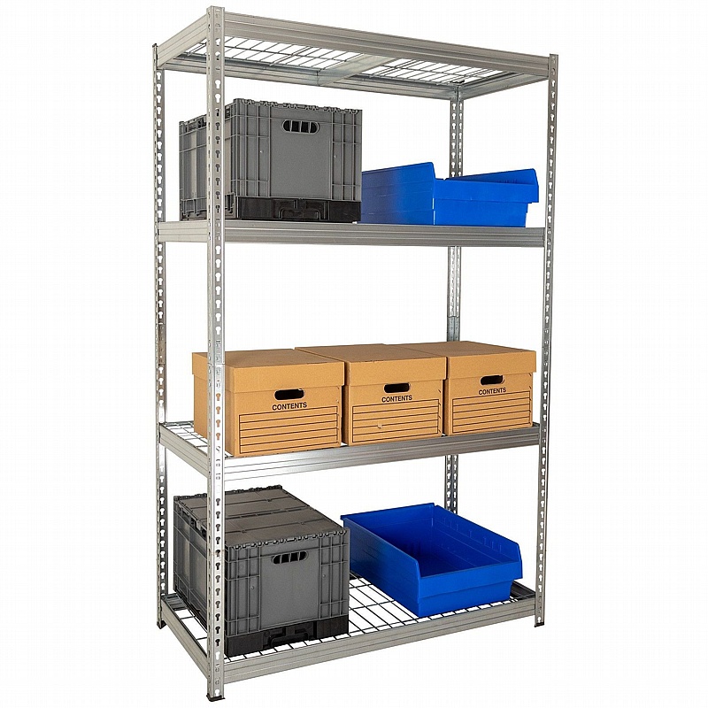 Clicka 265kg 4 Tier Galvanised Mesh Boltless Shelving - Office Storage
