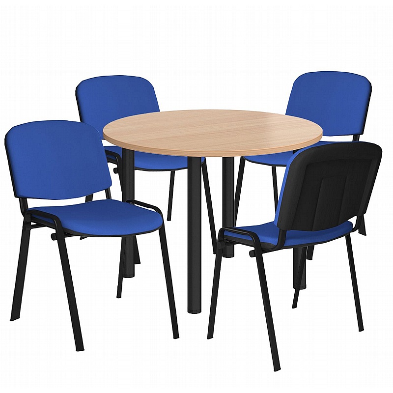 Identi Circular Meeting Table with Fabric Taurus Chairs Bundle Deal - Meeting Room