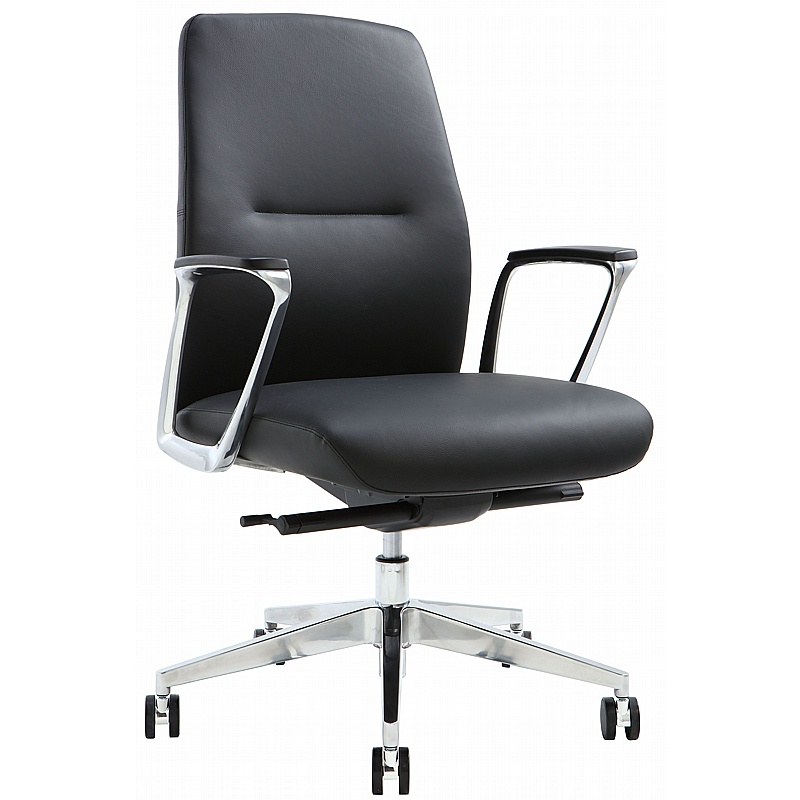 Noble Luxury Medium Back Top Grain Leather Executive Office Chair - Office Chairs