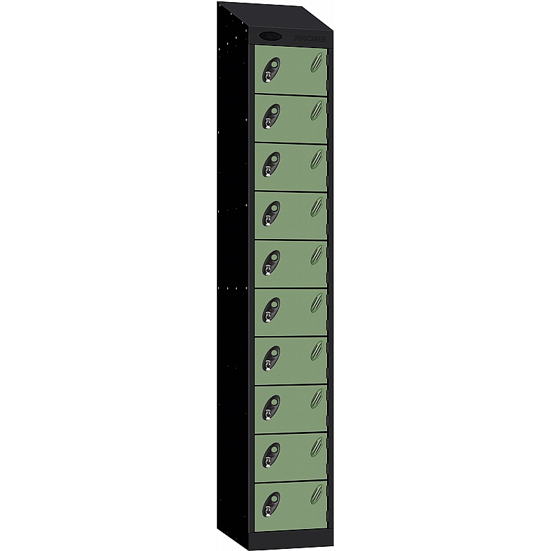 Stellar Probe Equinox Antibacterial Sloping Top 10 Compartment Lockers with Hasp and Staple Lock - Office Storage
