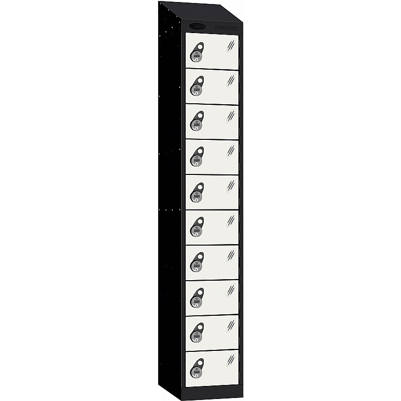Stellar Probe Antibacterial Sloping Top 10 Compartment Lockers with Manual Combination Lock - Office Storage