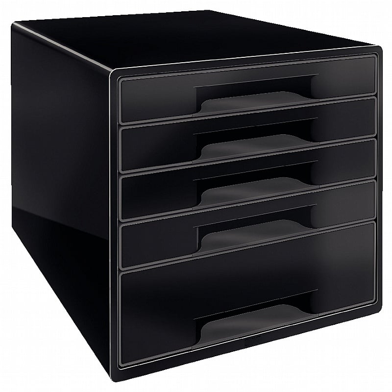 Leitz Noir 5 Drawer Desktop Cabinet - Office Storage
