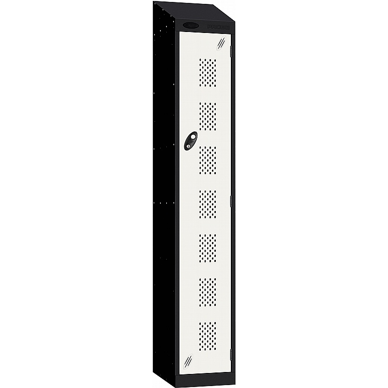 Stellar Probe Antibacterial Sloping Top Perforated Door Lockers with Cam Lock - Office Storage