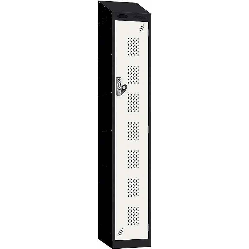 Stellar Probe Antibacterial Sloping Top Perforated Door Lockers with Digital Combination Lock - Office Storage