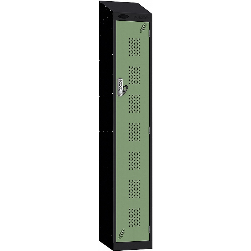 Stellar Probe Equinox Antibacterial Sloping Top Perforated Door Lockers with Digital Combination Lock - Office Storage