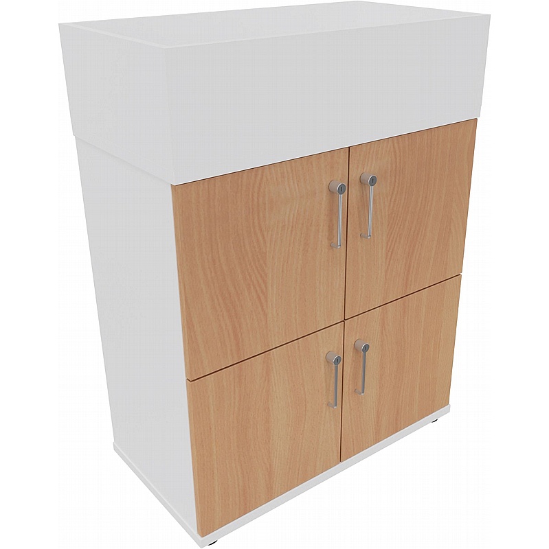 Contract Plus 4 Person Wooden Office Lockers With Planter - Lockers & Cloakroom