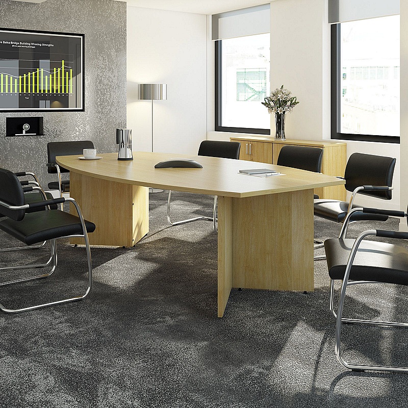 Spectra Arrowhead Boat Shaped Boardroom Table with Bruges Chairs Bundle Deal - Meeting Room