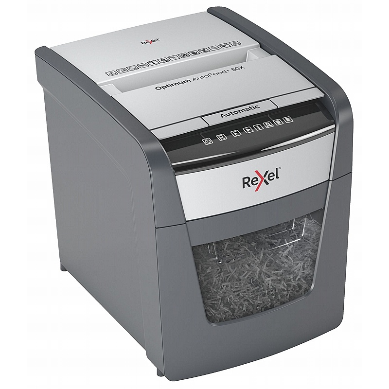 Rexel Optimum 50X Autofeed Plus Automatic Cross Cut Paper Shredder - Office Accessories