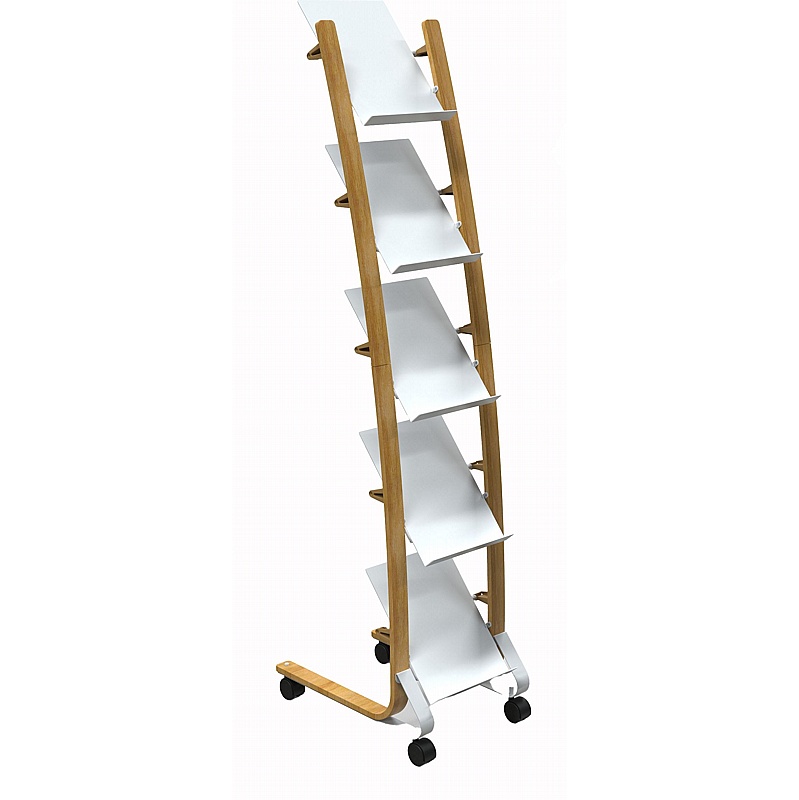 Woody 5 Compartment Mobile Leaflet / Brochure Dispenser - Display Equipment