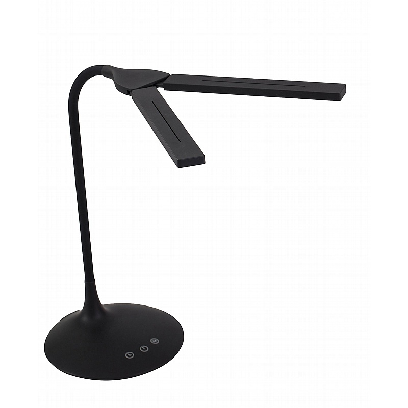 Crest Black Twin LED Desk Lamp - Office Accessories