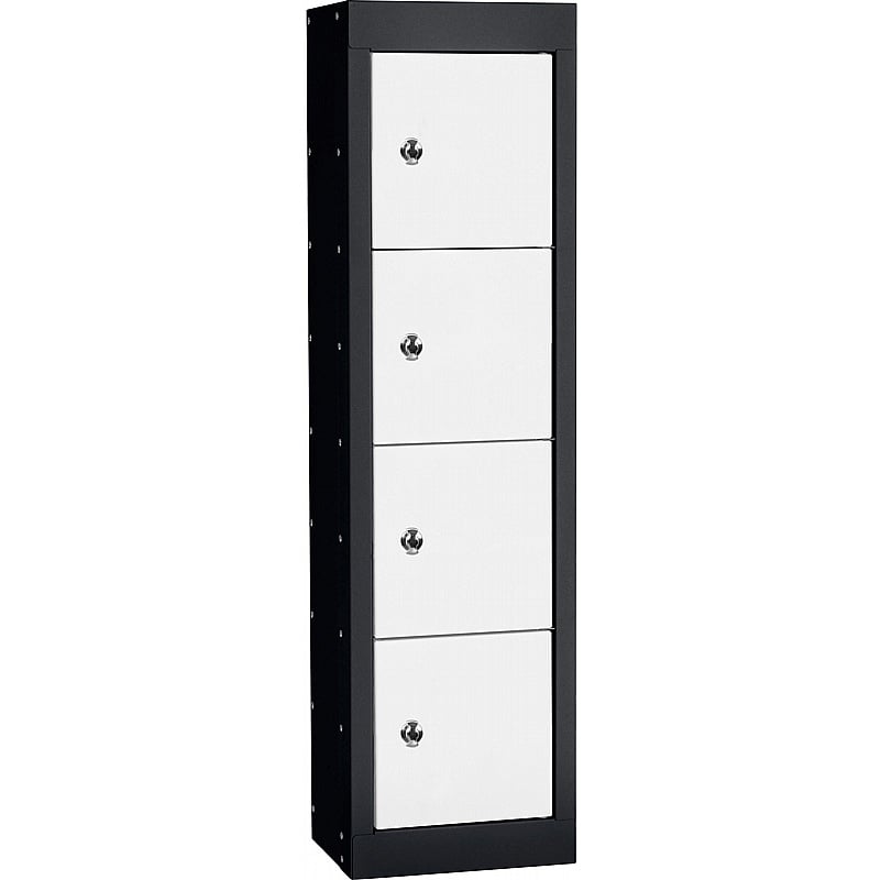 Stellar Probe Antibacterial 4 Compartment Personal Effects Lockers with Hasp and Staple Lock - Office Storage