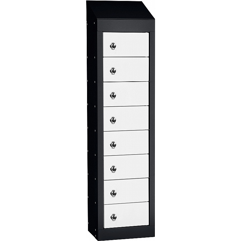 Stellar Probe Antibacterial Sloping Top 8 Compartment Personal Effects Lockers with Hasp and Staple Lock - Office Storage
