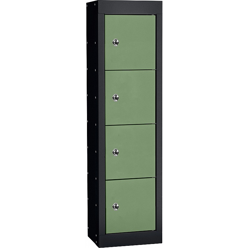 Stellar Probe Equinox Antibacterial 4 Compartment Personal Effects Lockers with Hasp and Staple Lock - Office Storage