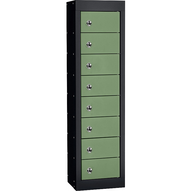 Stellar Probe Equinox Antibacterial 8 Compartment Personal Effects Lockers with Hasp and Staple Lock - Office Storage