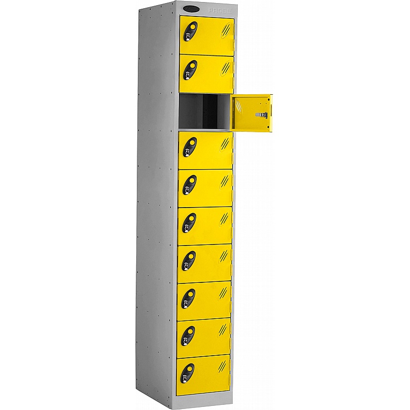 PowerBox Probe Equinox 10 Compartment Laptop and Tablet Charging Lockers with Hasp and Staple Lock - Office Storage