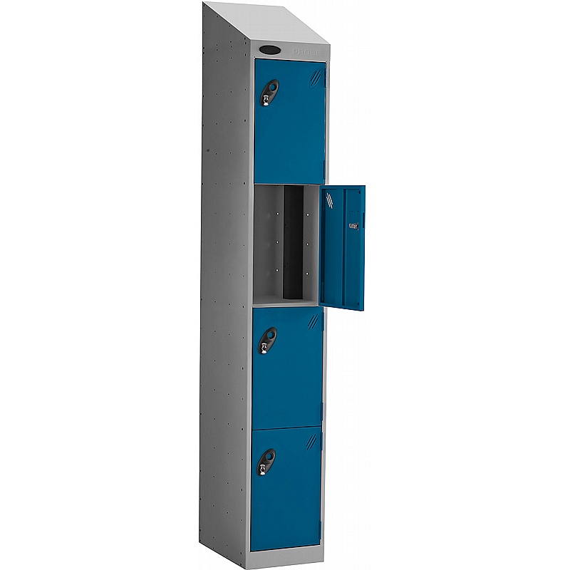 PowerBox Probe 4 Compartment Sloping Top High Capacity Charging Lockers with Hasp and Staple Lock - Office Storage