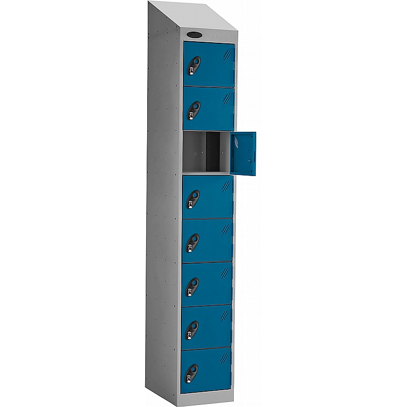 PowerBox Probe 8 Compartment Sloping Top Laptop and Tablet Charging Lockers with Hasp and Staple Lock - Office Storage