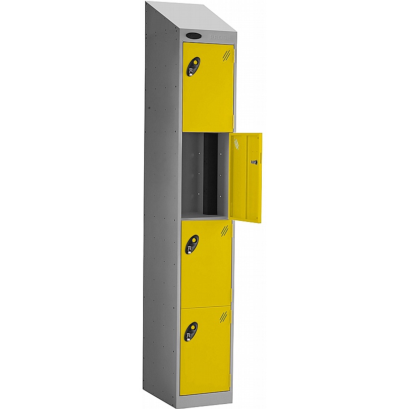 PowerBox Probe Equinox 4 Compartment Sloping Top High Capacity Charging Lockers with Hasp and Staple Lock - Office Storage