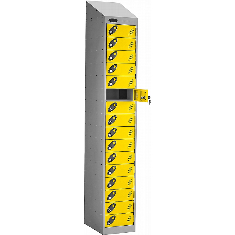 PowerBox Probe Equinox 16 Compartment Sloping Top Laptop and Tablet Charging Lockers with Cam Lock - Office Storage
