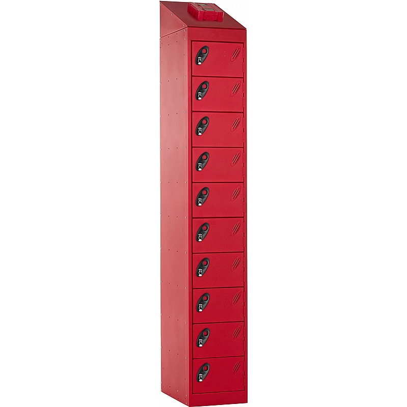Stellar Probe AF-X Fire Suppression 10 Compartment Charging Lockers with Hasp and Staple Lock - Office Storage