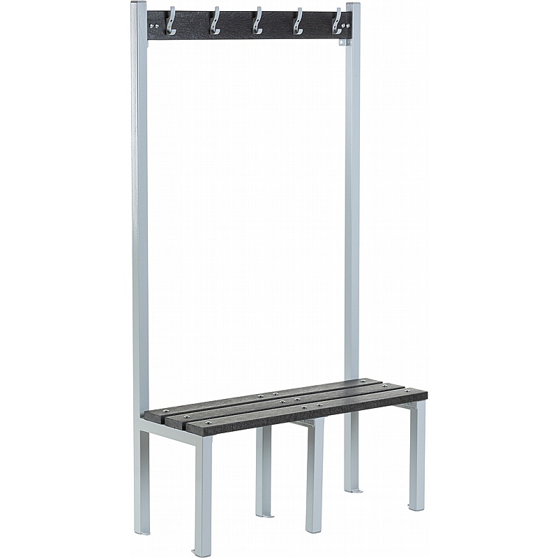 Verde Eco Single Sided Changing and Cloakroom Bench Seats with Hooks - Office Storage