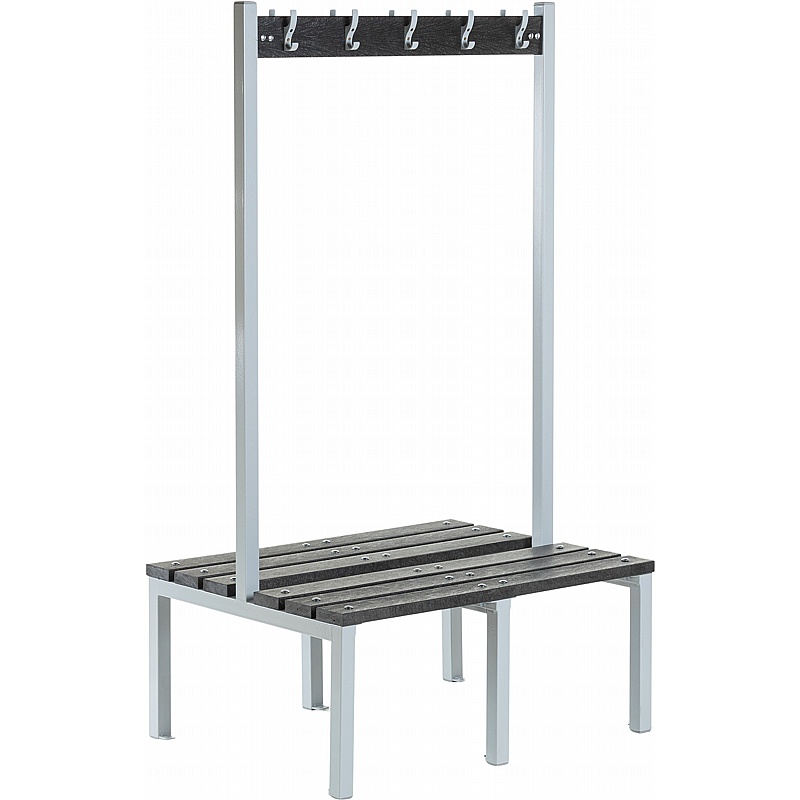 Verde Eco Double Sided Changing and Cloakroom Bench Seats with Hooks - Office Storage