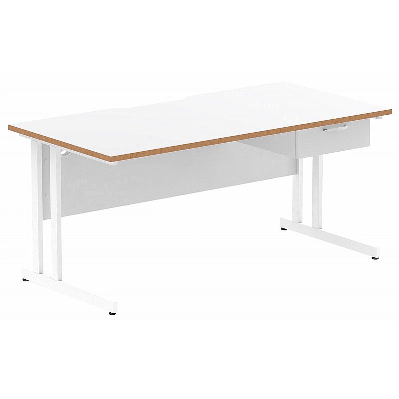 Oslo Rectangular Cantilever Office Desks With Single Fixed Drawers - Office Desks
