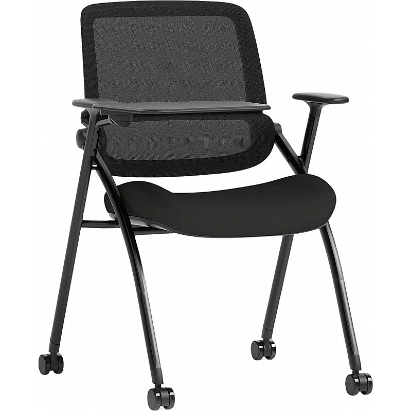 Capra Mesh Folding Meeting and Conference Chair with Writing Tablet - Office Chairs