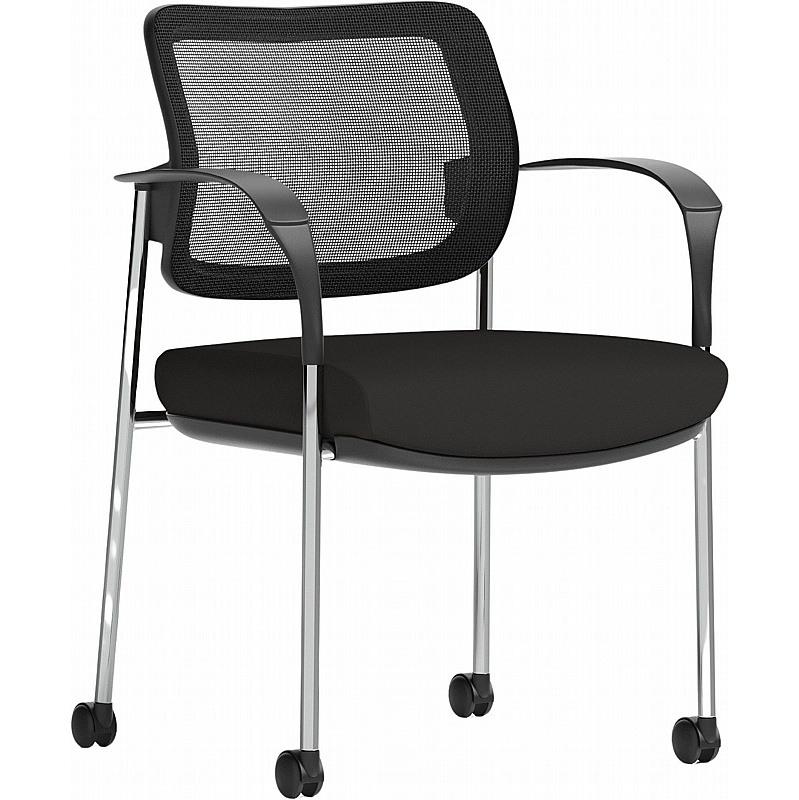 Brunswick Deluxe Chrome Frame Mesh Back Mobile Conference Chair - Office Chairs