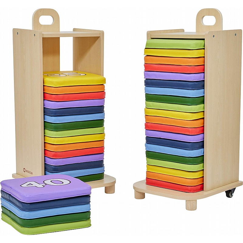 Rainbow Number Seat Cushions and Storage Racks - School Furniture