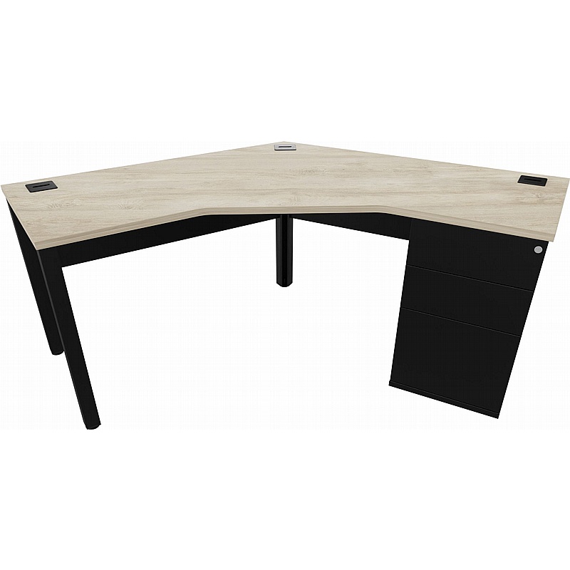Analog Duo 120 Degree Segment Office Desks with Pedestal - Office Desks