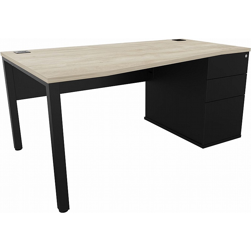 Analog Duo Wave Desks with Pedestal - Office Desks