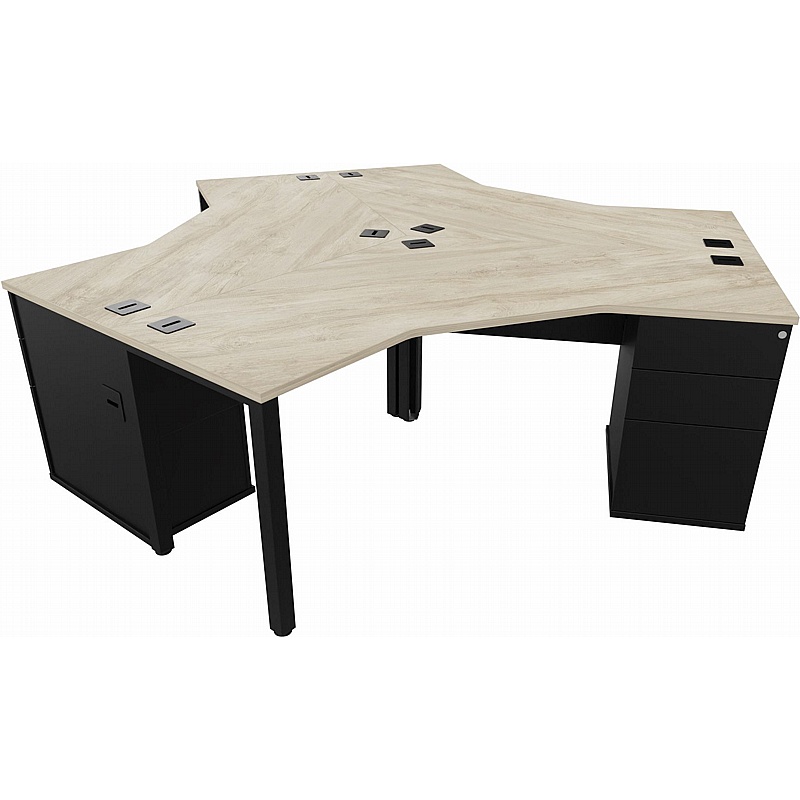 Analog 3 Person Cluster Office Desks with Pedestals - Office Desks