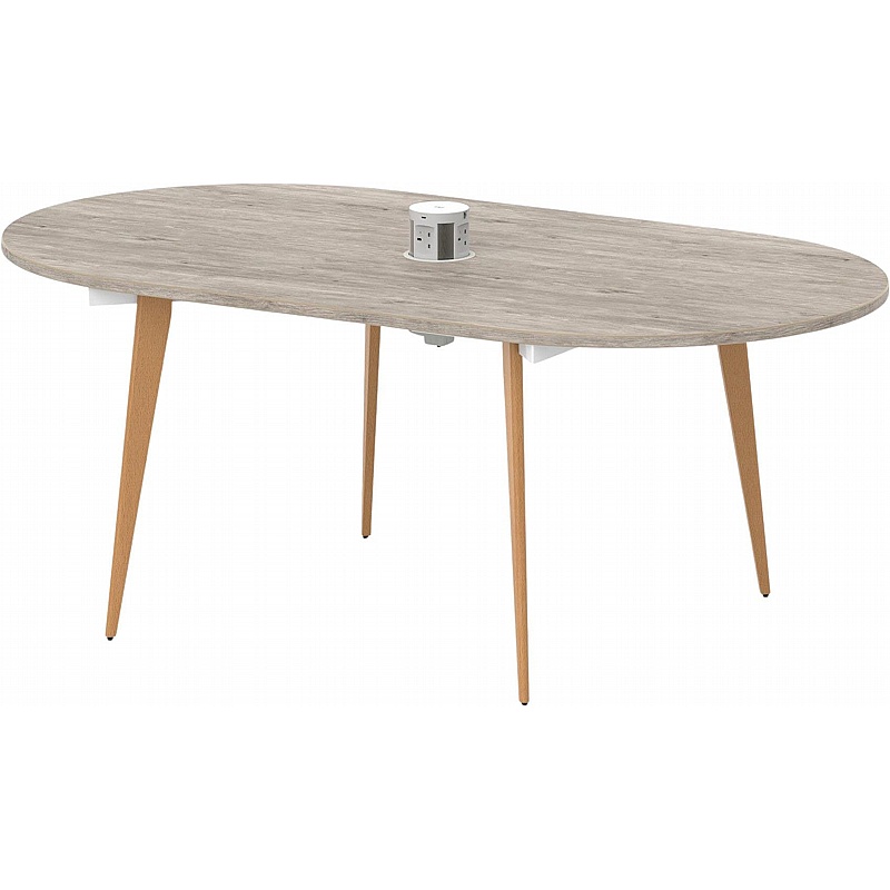 Impulse Volta Wooden Leg Boardroom Table With Power - Meeting Room