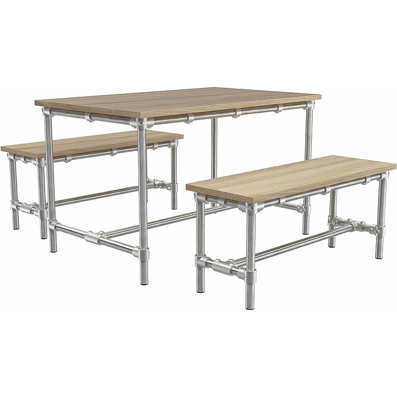 Scaffold Indoor Dining Table and Bench Set - Breakout & Canteen