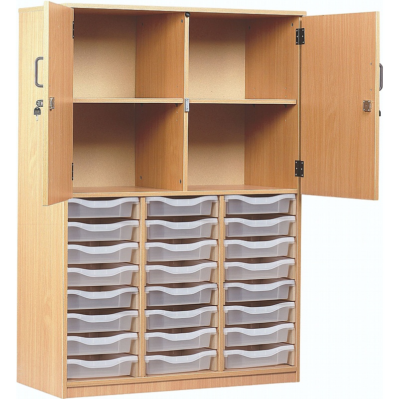 Classic Triple Column 24 Tray Shallow Open Combination Cupboards - School Furniture