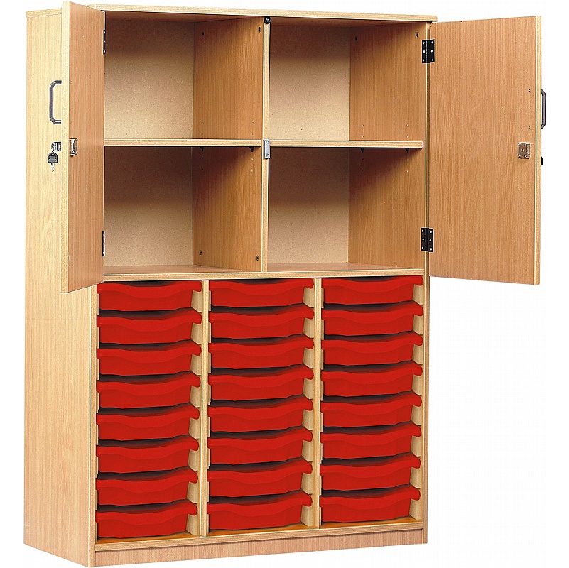 UltraBrite Triple Column 24 Tray Shallow Open Combination Cupboards - School Furniture