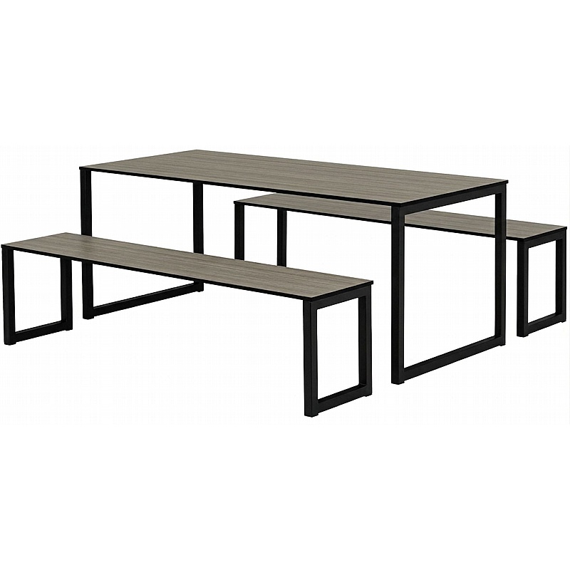 City Outdoor Hoop Leg Dining Table and Bench Set - Breakout & Canteen
