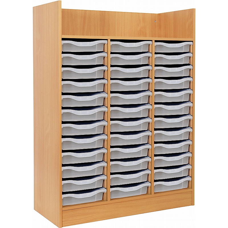 Classic Triple Column 36 Tray Shallow Storage with Shelf - School Furniture