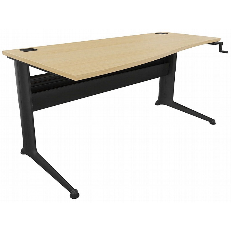 Kassini Crank Height Adjustable Shallow Wave Office Desks - Office Desks