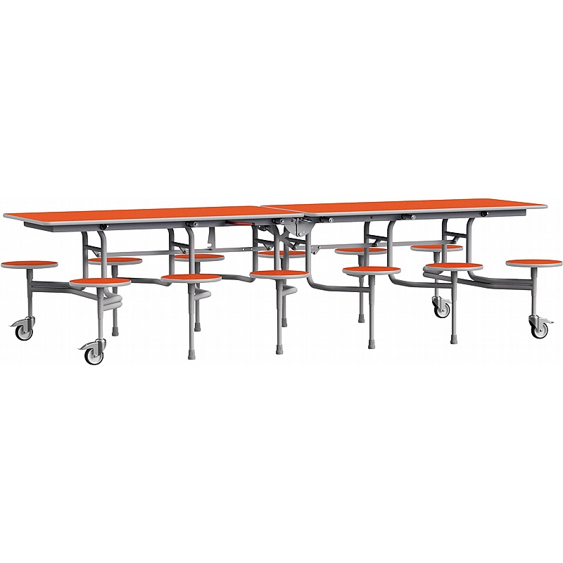 GoRoll 12 Seat Rectangular Mobile Folding School Dining Tables - School Furniture