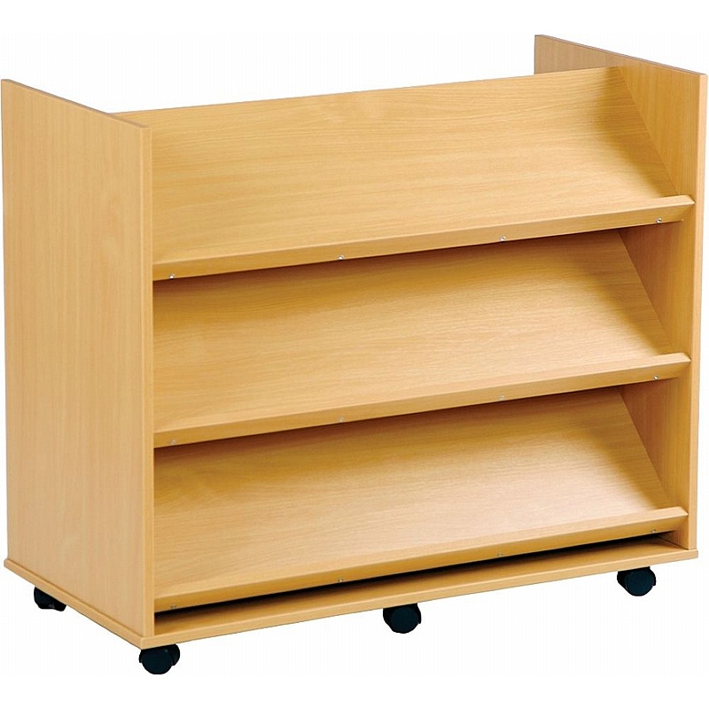 Biblio Double Sided Mobile Library 6 Angled Shelf Storage - School Furniture