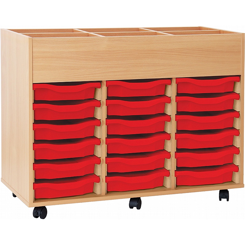 Biblio UltraBrite 6 Bay Kinderbox Storage with 18 Single Trays - School Furniture