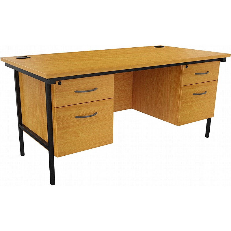 Paolo Contract Rectangular Office Desk with Double Fixed Pedestals - Office Desks