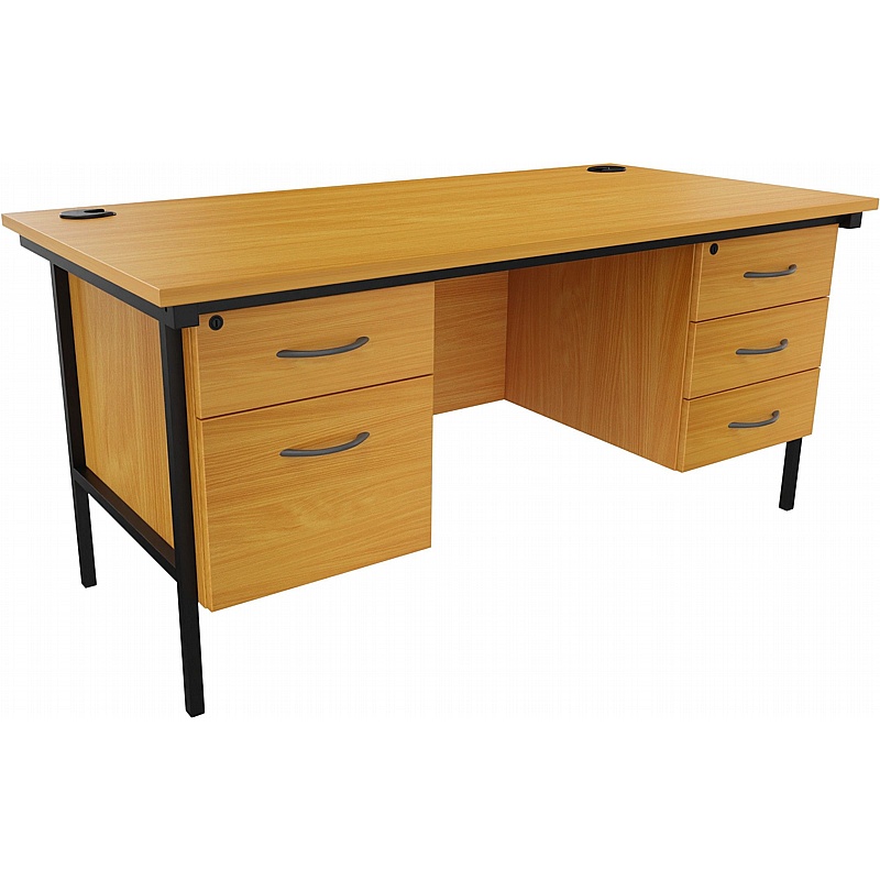 Paolo Contract Rectangular Office Desk with Double Fixed Pedestals - Office Desks
