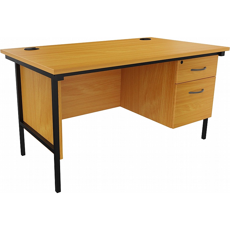 Paolo Contract Rectangular Office Desk with Single Fixed Pedestal - Office Desks