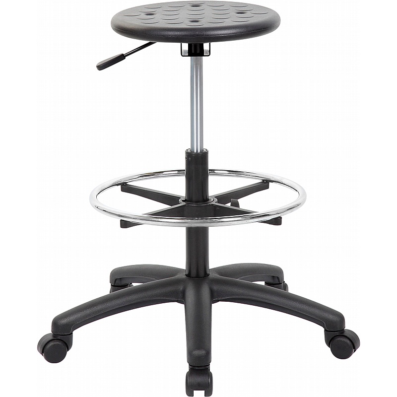 Integra Industrial Poly Work Stool with Wheels or Glides - Office Chairs