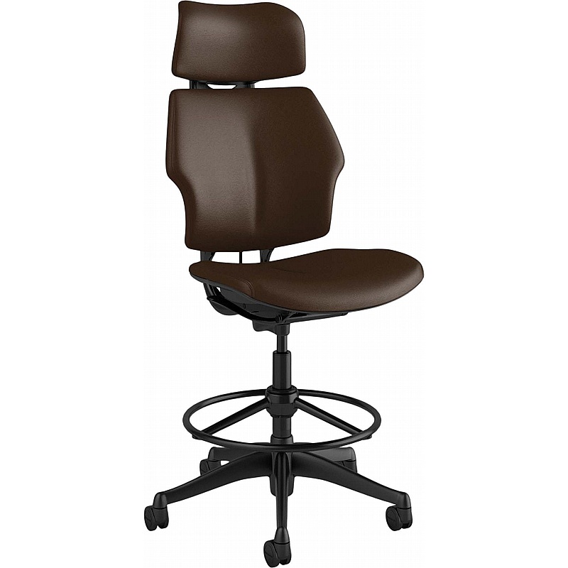 Humanscale Freedom Headrest Leather Draughtsman Chair - Office Chairs
